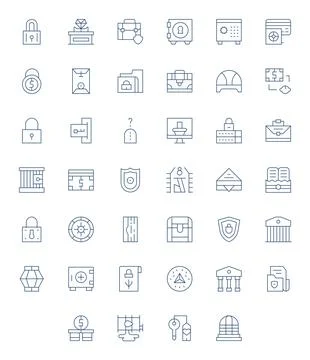 40 Thin Line Pixel Optimized Vector Icons tailored for Vault Retina Ready i.. Illustrazione stock
