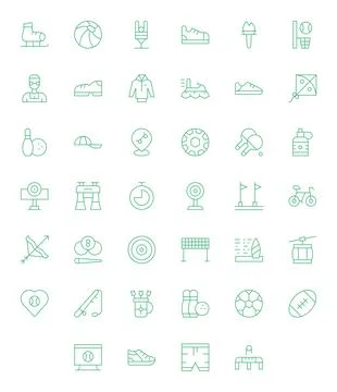 40 Thin Line Pixel Optimized Vector Icons tailored for Sport Retina Ready i.. Stock Illustration