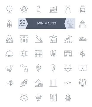 40 Thin Line Pixel Optimized Vector Icons for Minimalist Graphics Stock Illustration