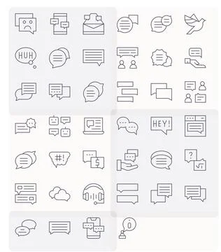 40 Thin Line PIXEL Perfect Retina Ready Vector Icons from Chat Suite Stock Illustration