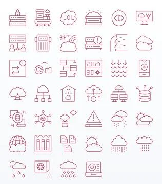 40 Thin Line Vector Icons for Cloud in crisp High Resolution Editable resol.. Illustrazione stock