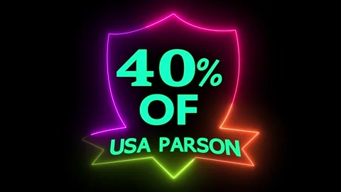 40% USA Parson Text Neon Glow Light Animation Black Background Motion Footage Stock Footage 328567065