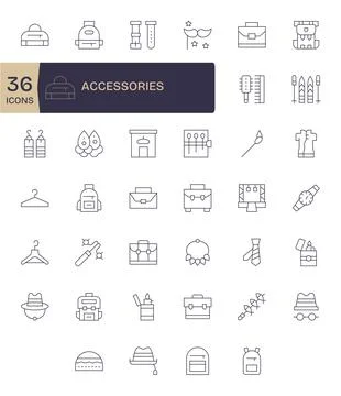 40 Vector Icons for Accessories featuring 256x256 Pixel Optimized Thin Line.. Stock-Illustration
