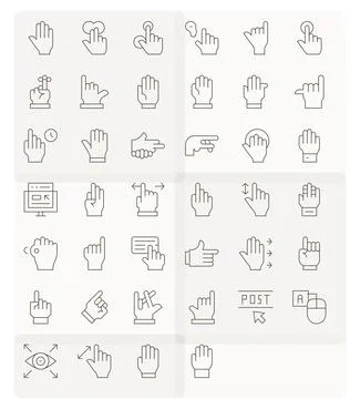 40 Vector Icons for Cursor featuring Retina Ready Display Perfect Thin Line.. Stock Illustration