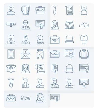 40 Vector Icons for Formal optimized in Detail Enhanced 128x128 Thin Line r.. Stock-Illustration