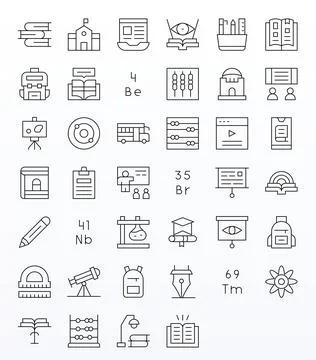 40 Vector Icons inspired by Education in Detail Enhanced 256x256 Thin Line .. 스톡 일러스트