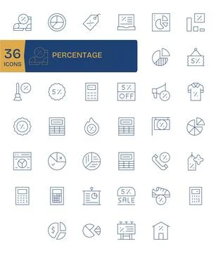 40 Vector Icons for Percentage optimized in Pixel Aligned Retina Ready Thin.. Stock Illustration