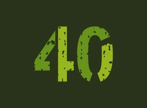 40 vector number made of grungy, grunge texture. Rubber stamp imprint style.  스톡 일러스트