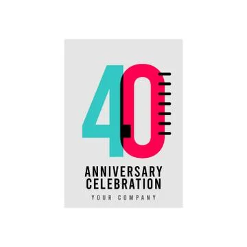 40 Year Anniversary Vector Template Design Illustration Stock Illustration