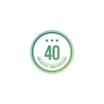 40 Years Anniversary Blue Circle Design Logo Vector Template Illustration Stock Illustration