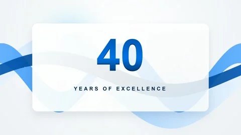 40 Years of Excellence Anniversary Motion Graphic with Blue Waves Vídeos de archivo 344352997