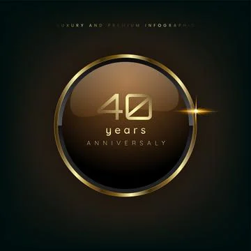 40 years gold button shiny metallic, celebration premium buttons and luxury.. Stock Illustration