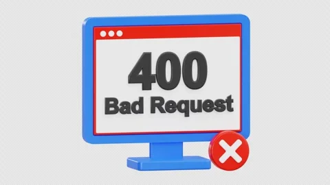 400 Bad Request Error on Computer Screen Animation, Alpha Channel Stock Footage 313355120