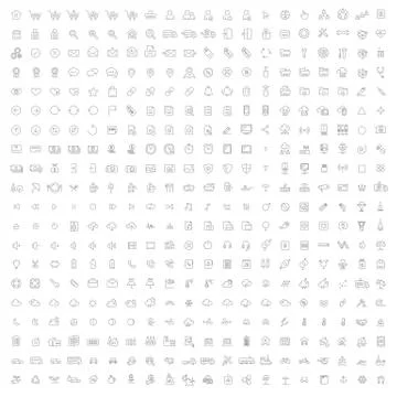 400 high quality thin line icons Stock Illustration