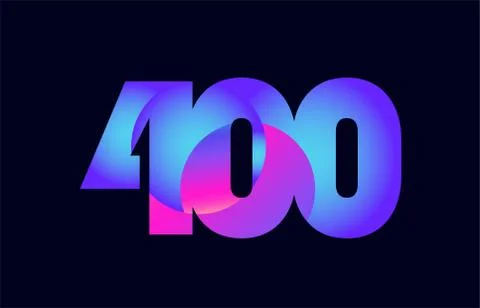 400 pink blue gradient number logo icon design Stock Illustration