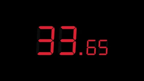 40.00s Countdown Timer – Large Seconds, Small Milliseconds, Red on Black Vídeo Stock 311795682