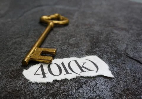 401K message and key Stock Photos