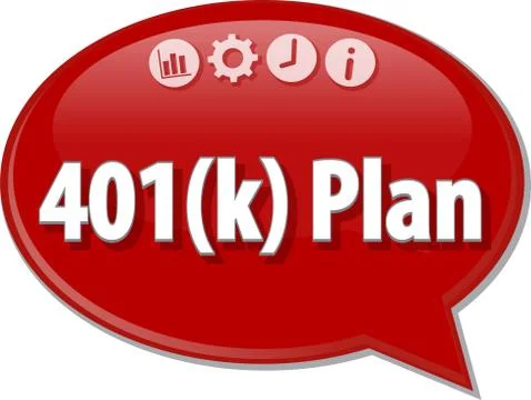 401(k) plan Business term speech bubble illustration Illustrazione stock