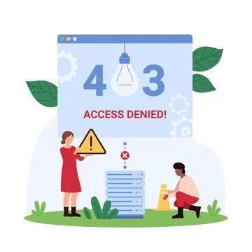 403 error, Access denied server message about web page denial to load and tiny 스톡 일러스트