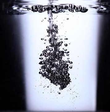 403.Water Flow Creating Rising Bubbles In Clear Liquid Stock Photos