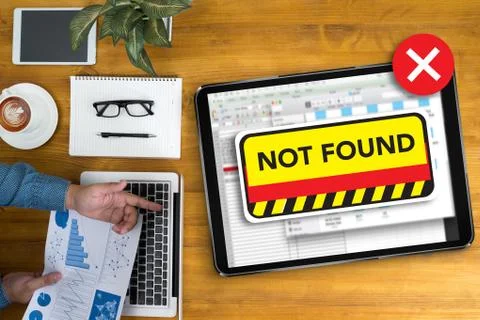 404 computer Not Found 404 Error Failure Warning Problem Stock Photos