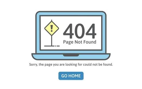 404 concept error line icon. Page not found error on blue laptop Stock Illustration