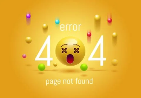 404 connection error. Abstract yellow background with smiley face, Emoticon Stock Illustration