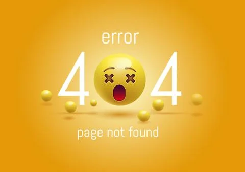 404 connection error. Abstract yellow background with smiley face, Emoticon Stock Illustration