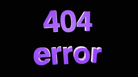 404 Error. 3D animation of purple text on a black background. Stock Footage 194161936