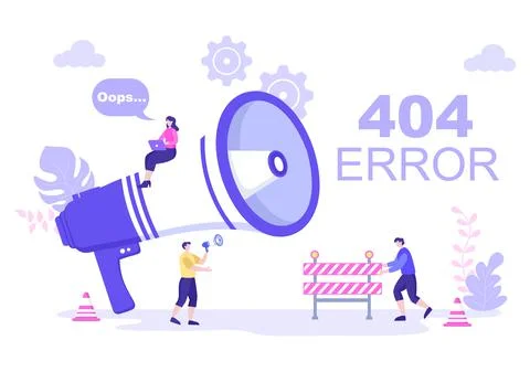 404 Error And Page Not Found Vector Illustration. Lost Connect Problem, Warni Ilustración de archivo