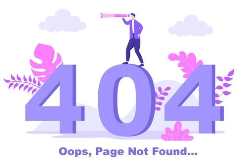 404 Error And Page Not Found Vector Illustration. Lost Connect Problem, Warni Illustrazione stock