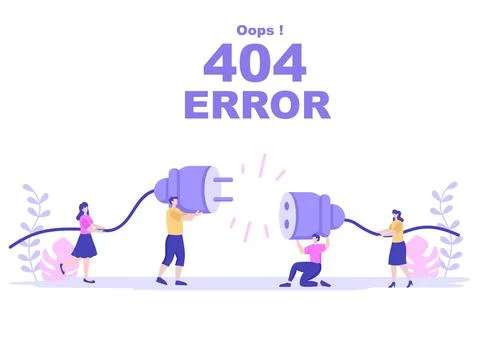 404 Error And Page Not Found Vector Illustration. Lost Connect Problem, Warni Stock Illustration