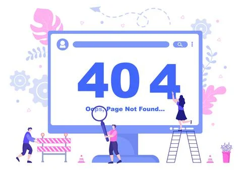 404 Error And Page Not Found Vector Illustration. Lost Connect Problem, Warni Stock-Illustration