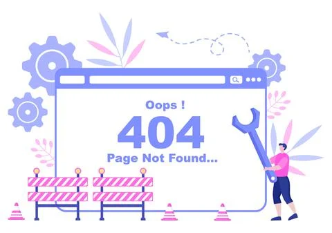 404 Error And Page Not Found Vector Illustration. Lost Connect Problem, Warni Stock Illustration