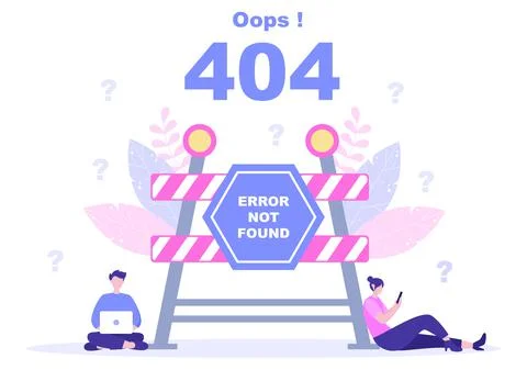 404 Error And Page Not Found Vector Illustration. Lost Connect Problem, Warni Stock Illustration