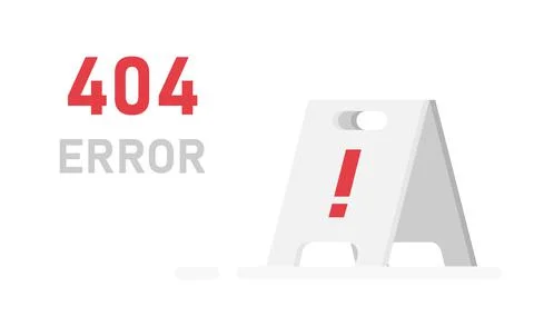 404 error and table on white backround. Vector illustration. Stock Illustration