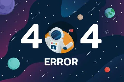404 error with Astronaut and planet in space background Stock Illustration