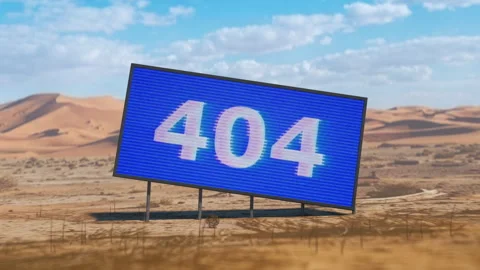 404 Error Billboard in Desert Landscape 3D Render Loop Animation Stock Footage 336563381