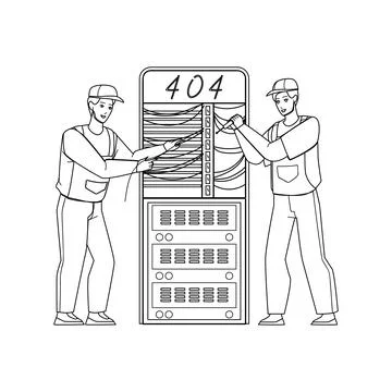 404 Error Of Broken Server Network Problem Vector Stock Illustration