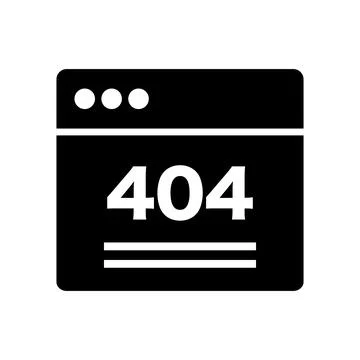 404 error browser window silhouette icon. Vector. Stock Illustration