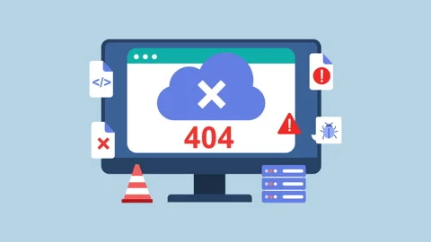 404 Error with Cloud Server and Network Problems 2d Animation with Alpha Matte Stock Footage 334827754