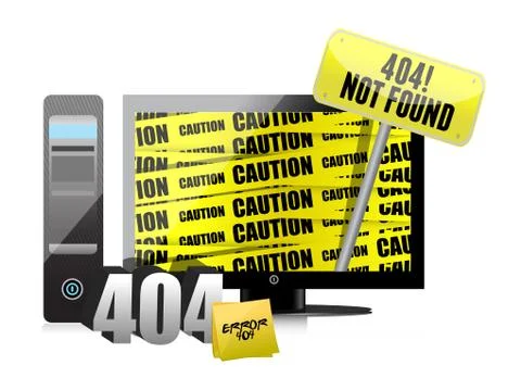 404 error display on a computer Illustrazione stock