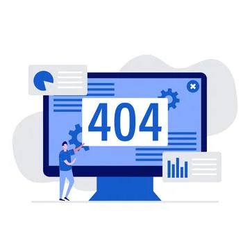 404 error on display concept with characters. Modern vector illustration in.. Stock Illustration