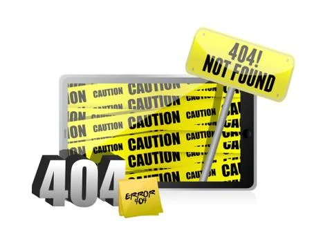 404 error display on a tablet Stockillustratie