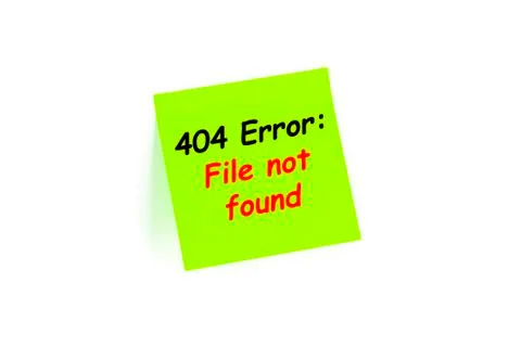 404 error: file not found on a post-it note Stockillustratie