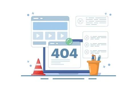 404 error fix concept, 404 Redirect, Website page redirect, System error. Stock Illustration