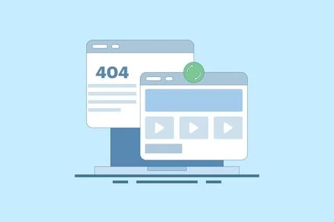 404 error fix concept, 404 Redirect, Website page redirect, System error. Stock Illustration