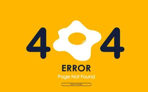 404 error with fried egg vector on yellow background Stock Illustration