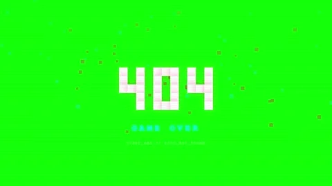 404 Error Game Over Digital Glitch Animation on Green Screen Vídeos de archivo 344232171