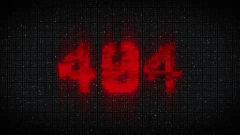 404 Error inscription on digital screen, glitch background. Pixel 404 text Stock Footage 233014621